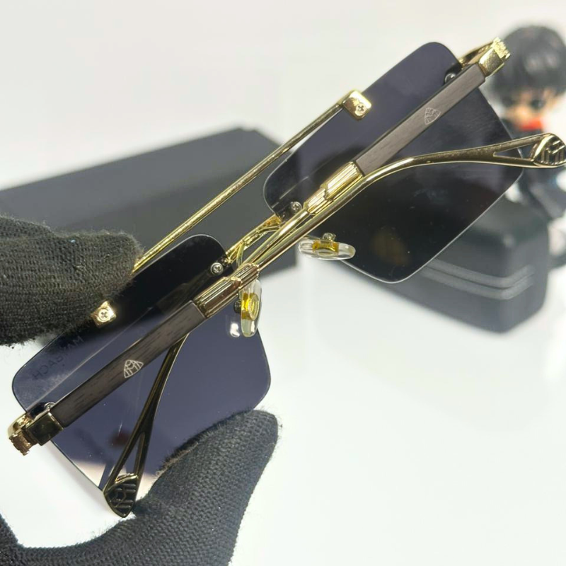 Mayb@ch Luxury Rimless Black Sunglasses with Gold Frame | Premium UV400 Shades for Men & Women