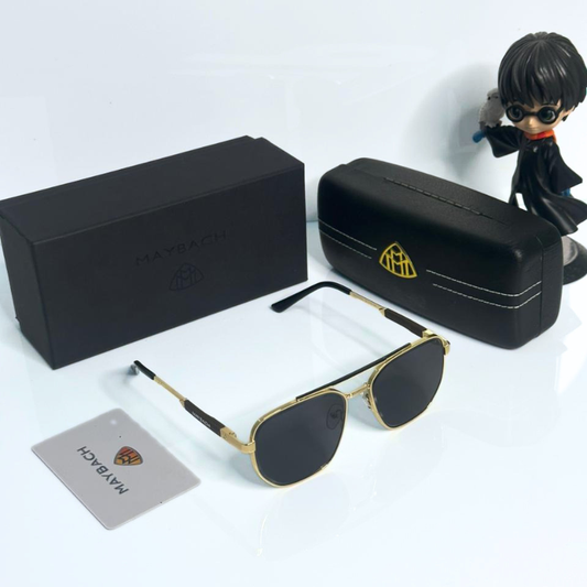 Mayb@ch Luxury Rimless Black Sunglasses with Gold Frame | Premium UV400 Shades for Men & Women