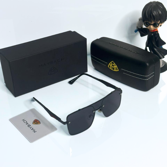 Mayb@ch Luxury Rimless Black Sunglasses with Gold Frame | Premium UV400 Shades for Men & Women