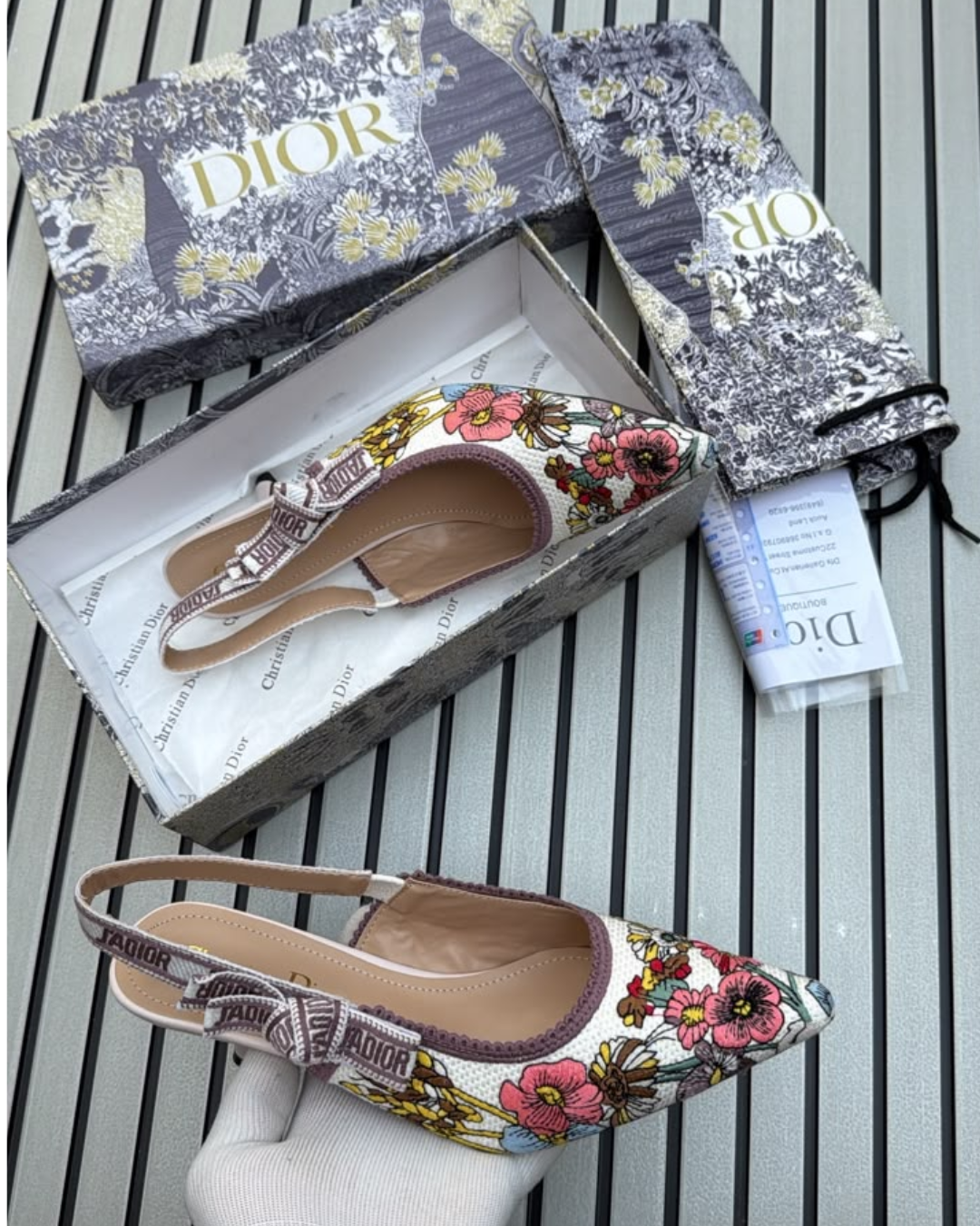 Ele_gant Flo_ral Embroidered Slingback Ballet Flats for Women