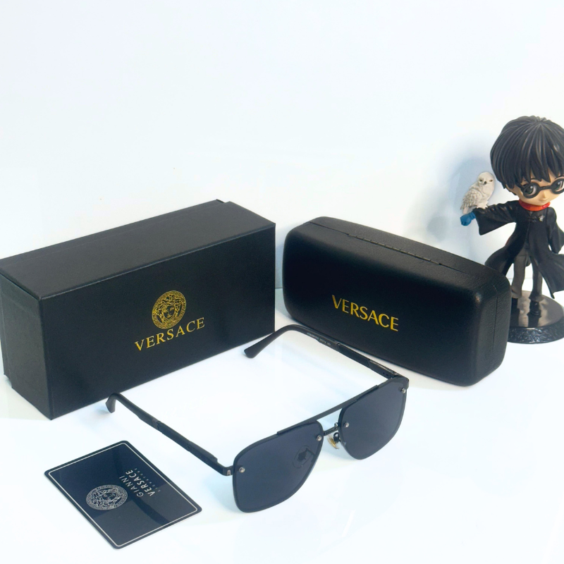 Vers@ce Style Luxury Black Rimless Sunglasses for Men &amp; Women | Premium UV400 Shades