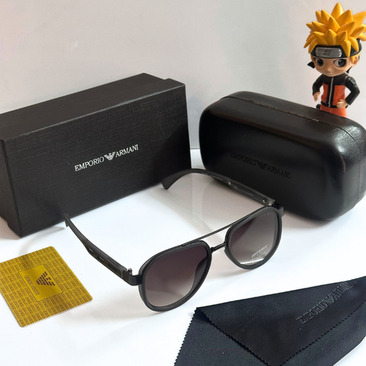Empori0 Arm@ni Gold Frame Black Lens Sunglasses with Case