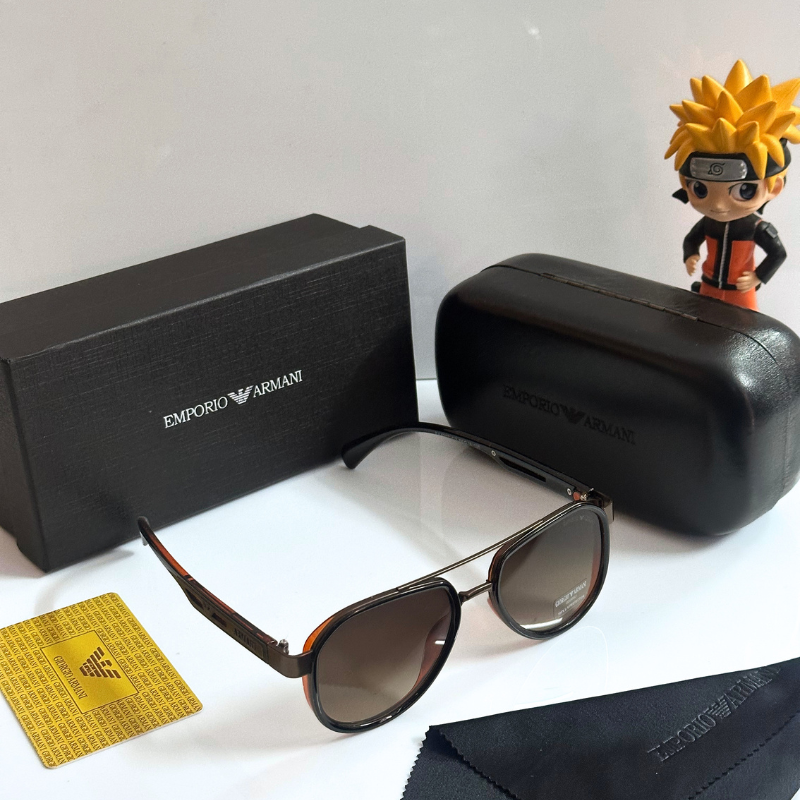 Empori0 Arm@ni Frame Black Lens Sunglasses with Case