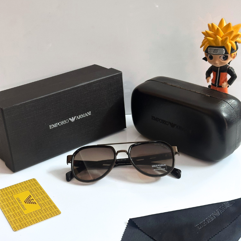 Empori0 Arm@ni Frame Black Lens Sunglasses with Case