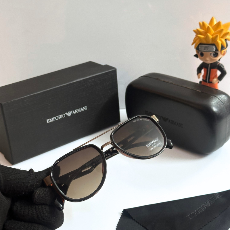 Empori0 Arm@ni Frame Black Lens Sunglasses with Case