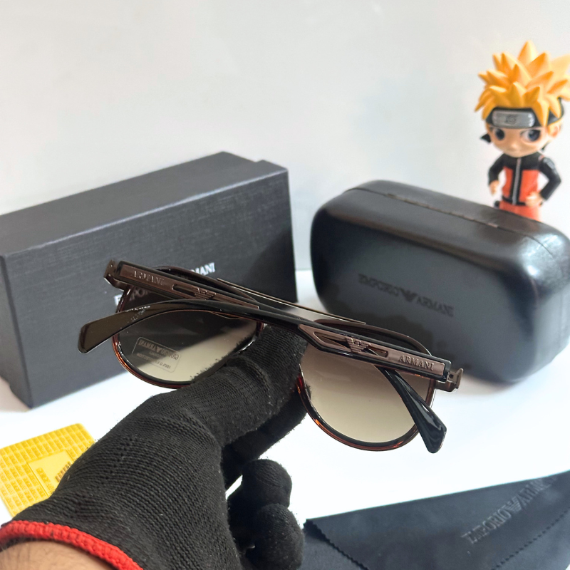 Empori0 Arm@ni Frame Black Lens Sunglasses with Case