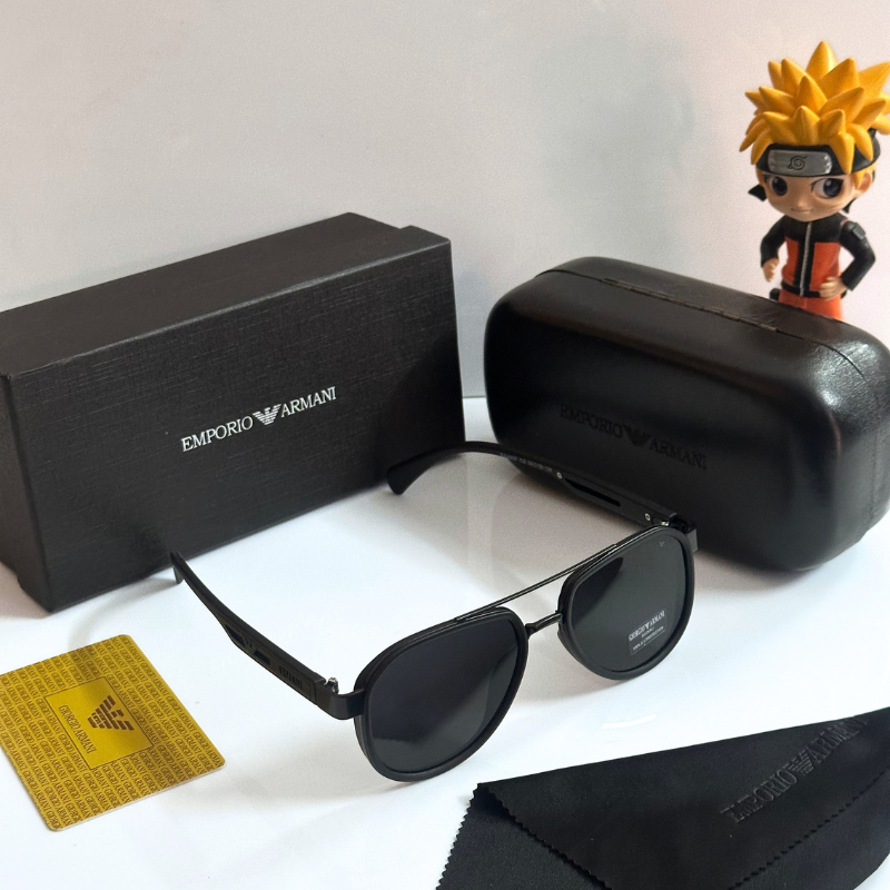 Empori0 Arm@ni Frame Black Lens Sunglasses with Case