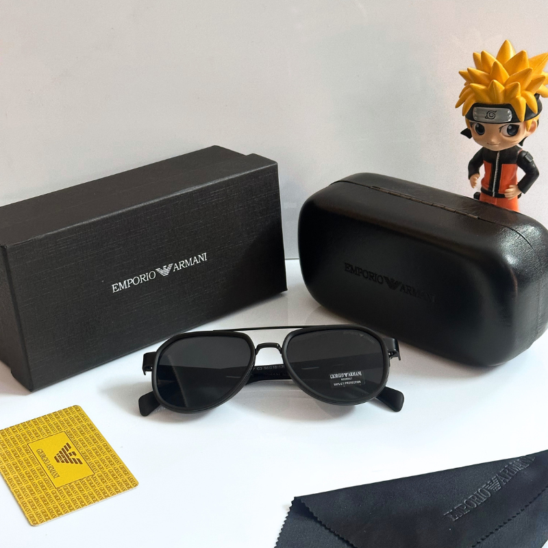 Empori0 Arm@ni Frame Black Lens Sunglasses with Case