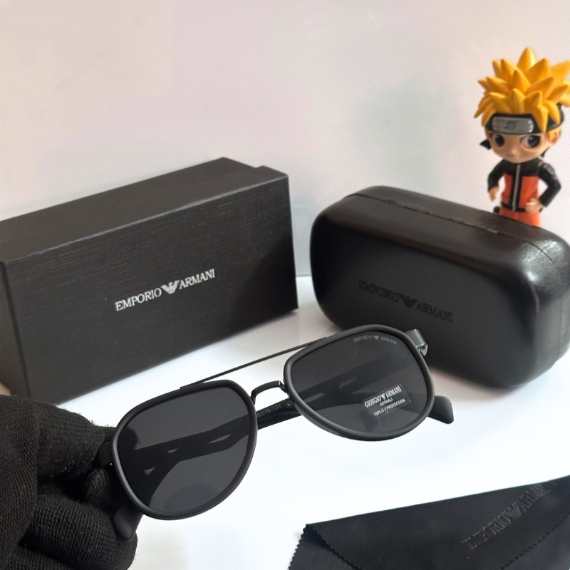 Empori0 Arm@ni Frame Black Lens Sunglasses with Case