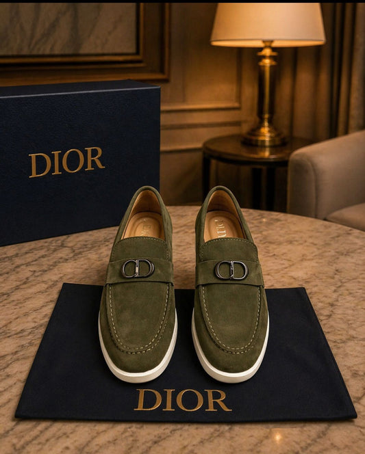 DI_OR Men's Granville Olive Green Suede Loafers