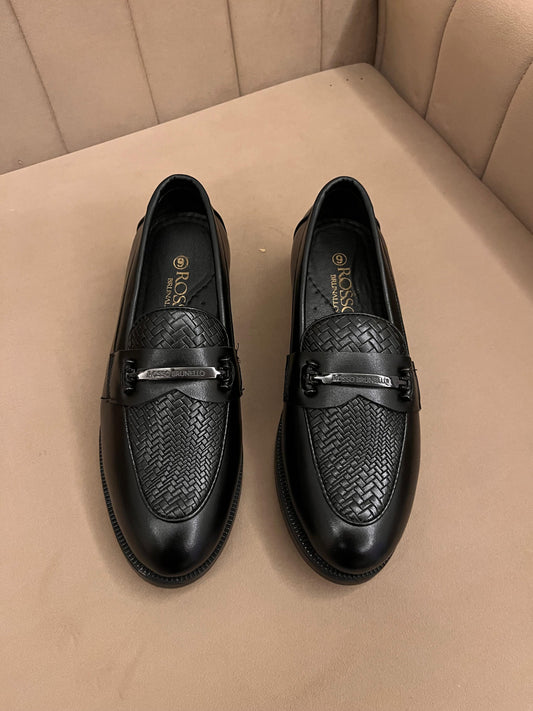 BO_SS Premium Black Formal Loafers – Executive Comfort Slip-On Shoes