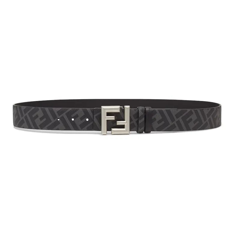 Fendi calfskin, polyurethane, cotton, and polyester leather belt for men, black