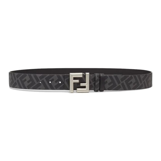 Fendi calfskin, polyurethane, cotton, and polyester leather belt for men, black