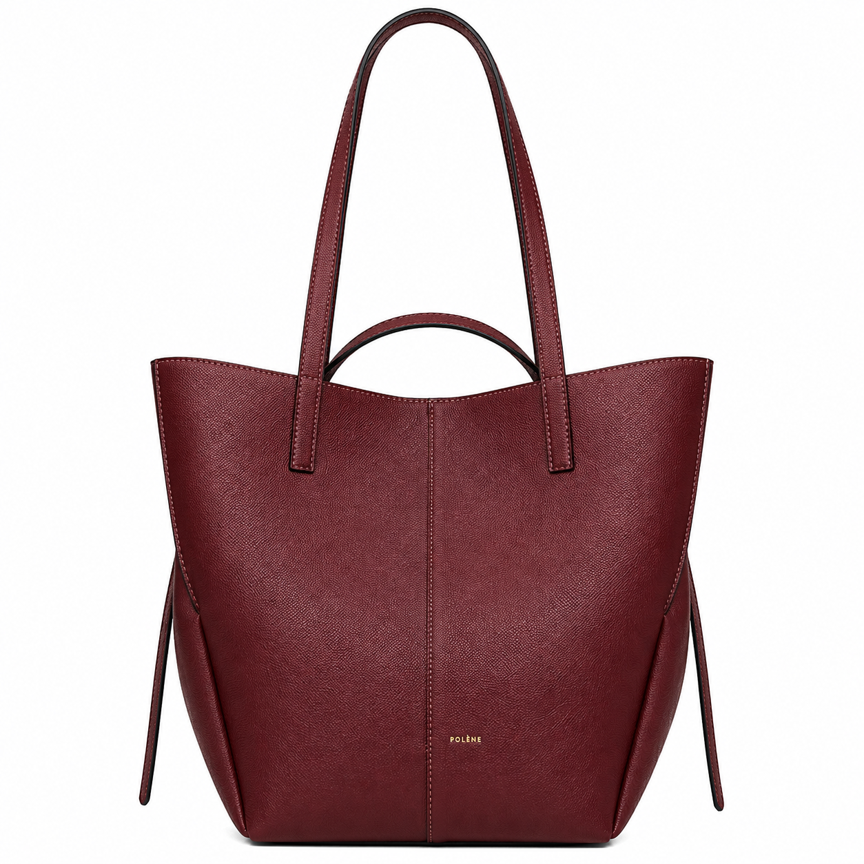 POL_ÈNE Women’s Burgundy Textured Tote Bag – Premium Large Shoulder Carryall