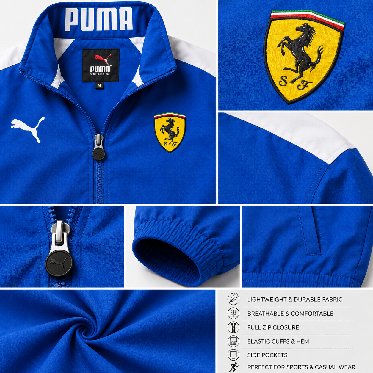 Po_lo Men's Blue Premium Sports Jacket | Full Zip Lightweight Casual Track Jacket