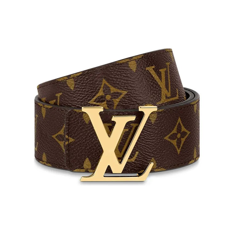 LouisVuitton Initial Value Calfskin Leather Belt Men's Brown Width 4CM