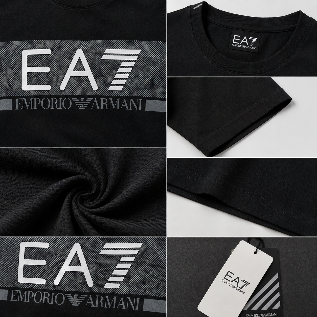 E_A7 Inspired Men's Premium Black Graphic Crew Neck Cotton T-Shirt