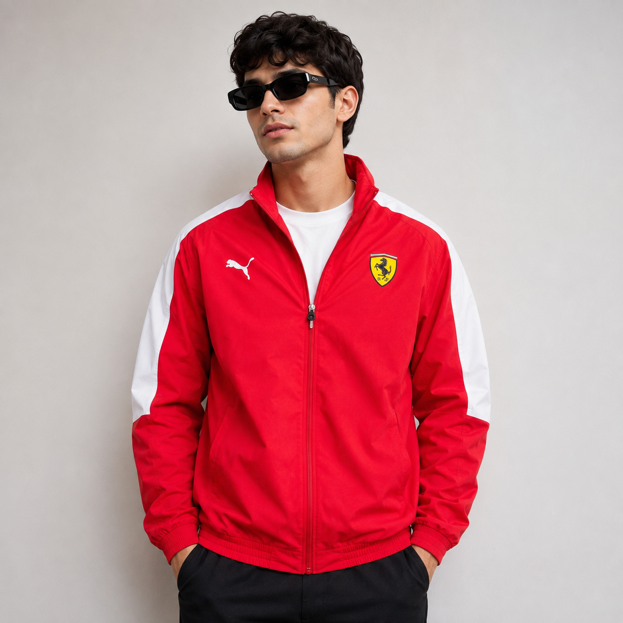 Pu_ma Men's Red Premium Sports Jacket | Full Zip Lightweight Casual Track Jacket