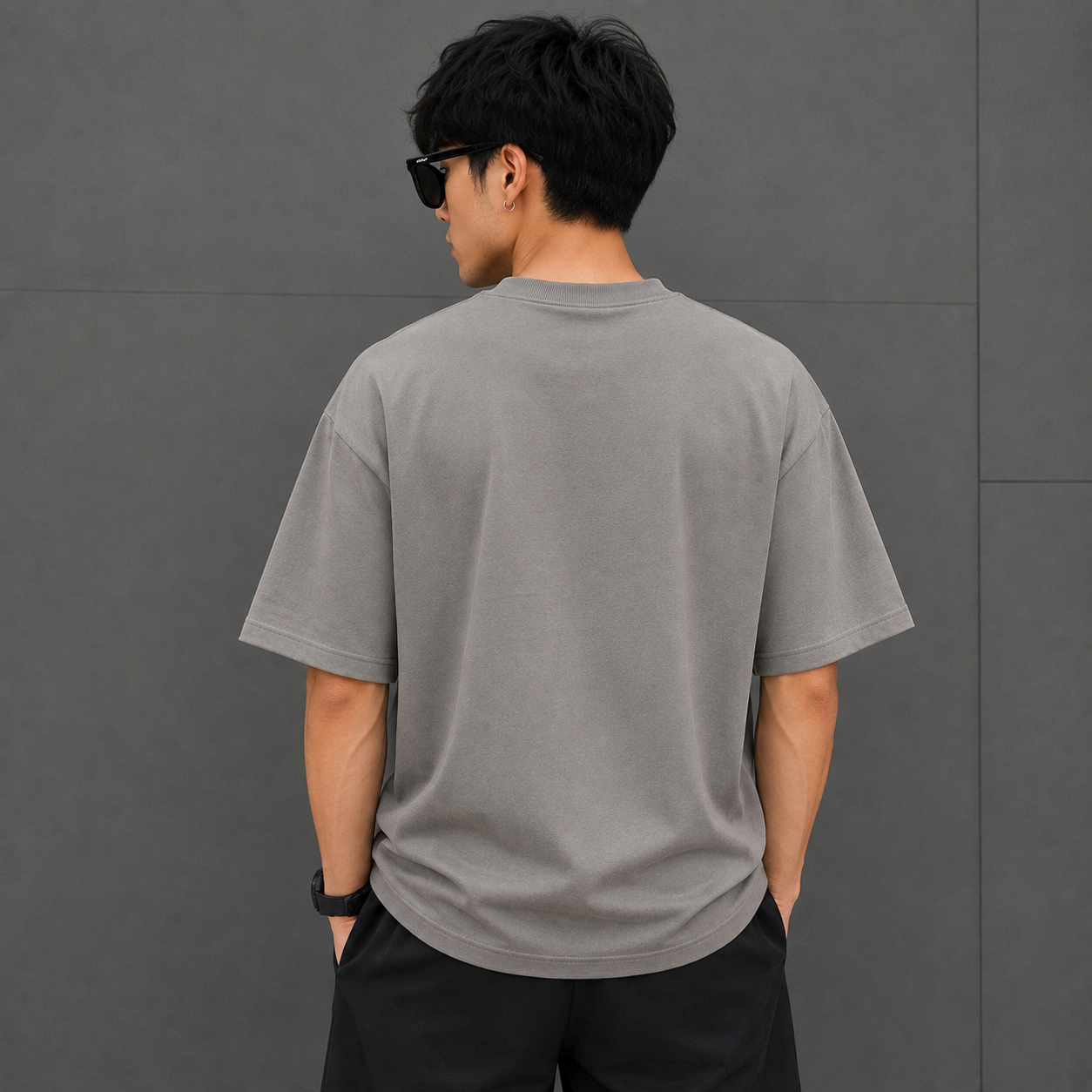 Lac_oste Men’s Grey Graphic T-Shirt | Premium Crocodile Design Oversized Crew Neck Tee