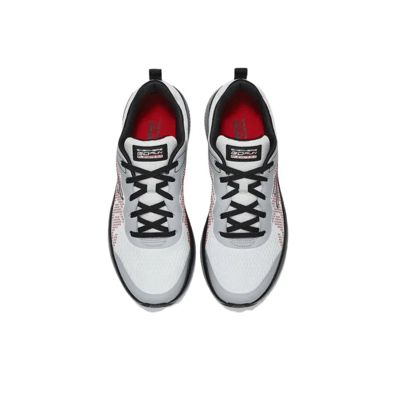 Ske_chers GO RUN Elevate 2.0 Cushioned, Breathable Low-Top Running Shoe for Men, White, Black