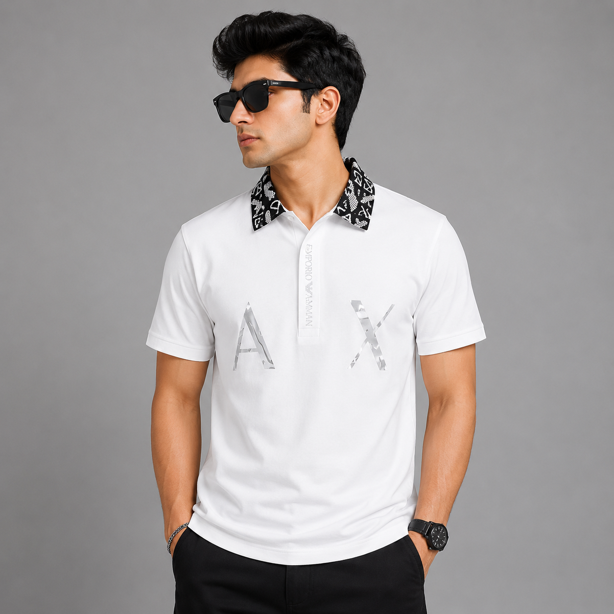 Men's White Premium Po_lo T-Shirt | Printed Collar Cotton Po_lo | Slim Fit Casual Po_lo Tee