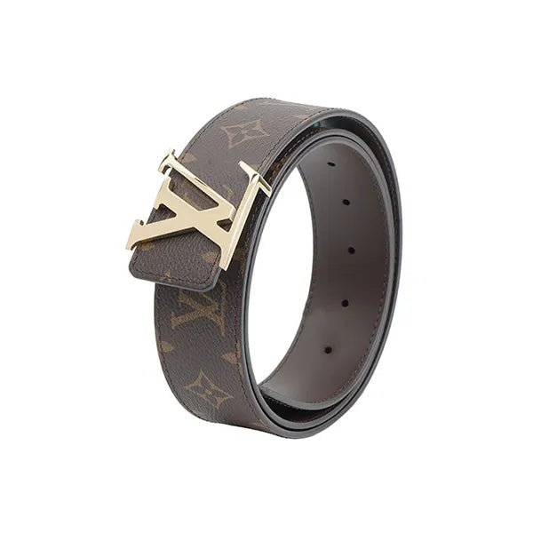 LouisVuitton Initial Value Calfskin Leather Belt Men's Brown Width 4CM