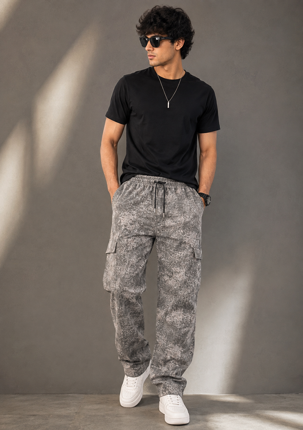 Po_lo Men's Premium Cargo Lower | Relaxed Fit Drawstring Joggers with Utility Pockets