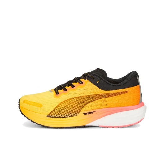 Pu_ma Deviate NITRO 2 Shock Absorbers Anti-Slip + Abrasion-Resistant Low-Top Marathon Running Shoes for Men, Yellow, Orange, Black
