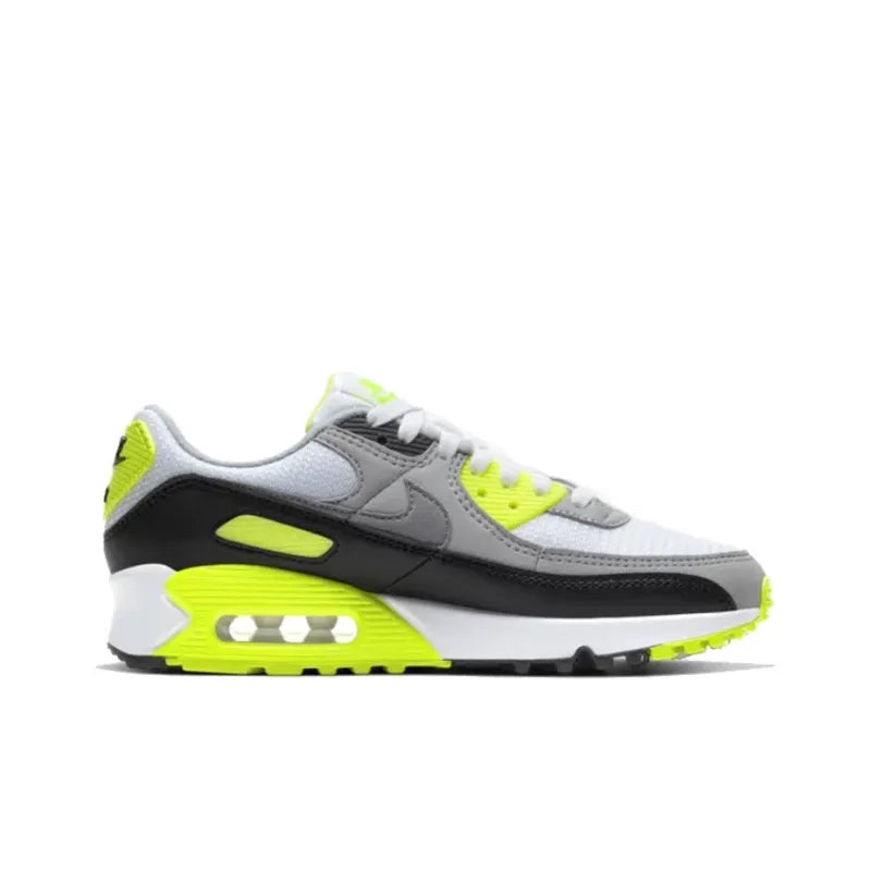 Ni_ke Air Max 90 Low-Top Running Shoes for Women: Abrasion-Resistant and Lightweight, White, Yellow