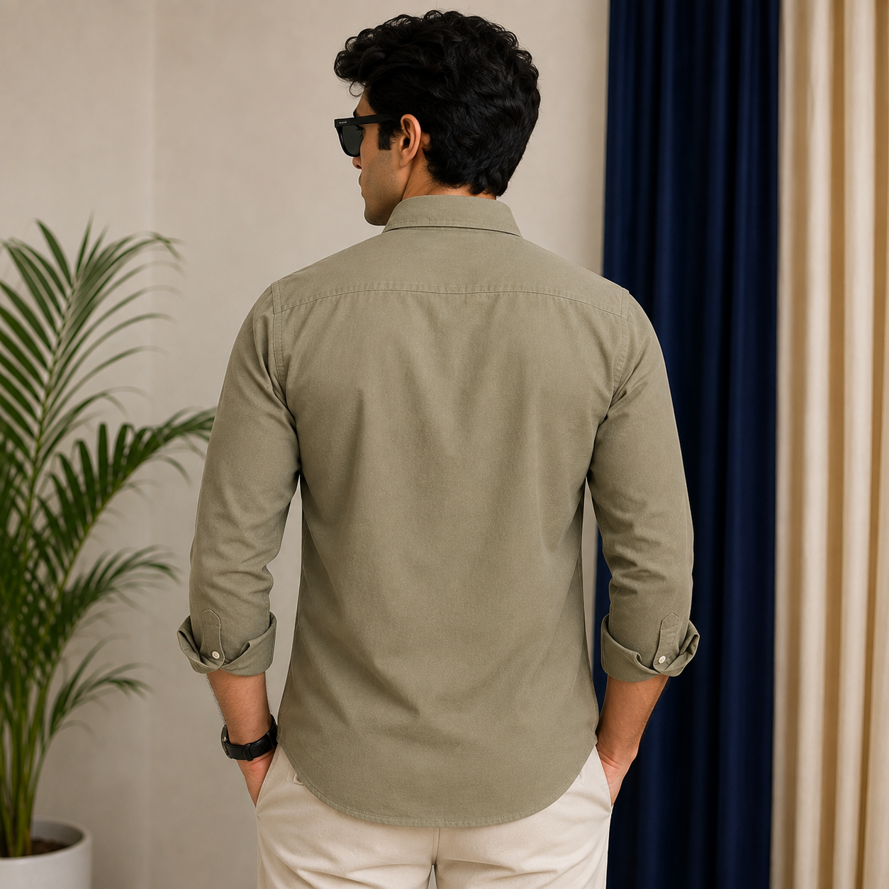 Po_lo RAL_PH LAU_REN Men’s Premium Olive Khaki Oxford Shirt – Embroidered Button-Down Full Sleeve Shirt