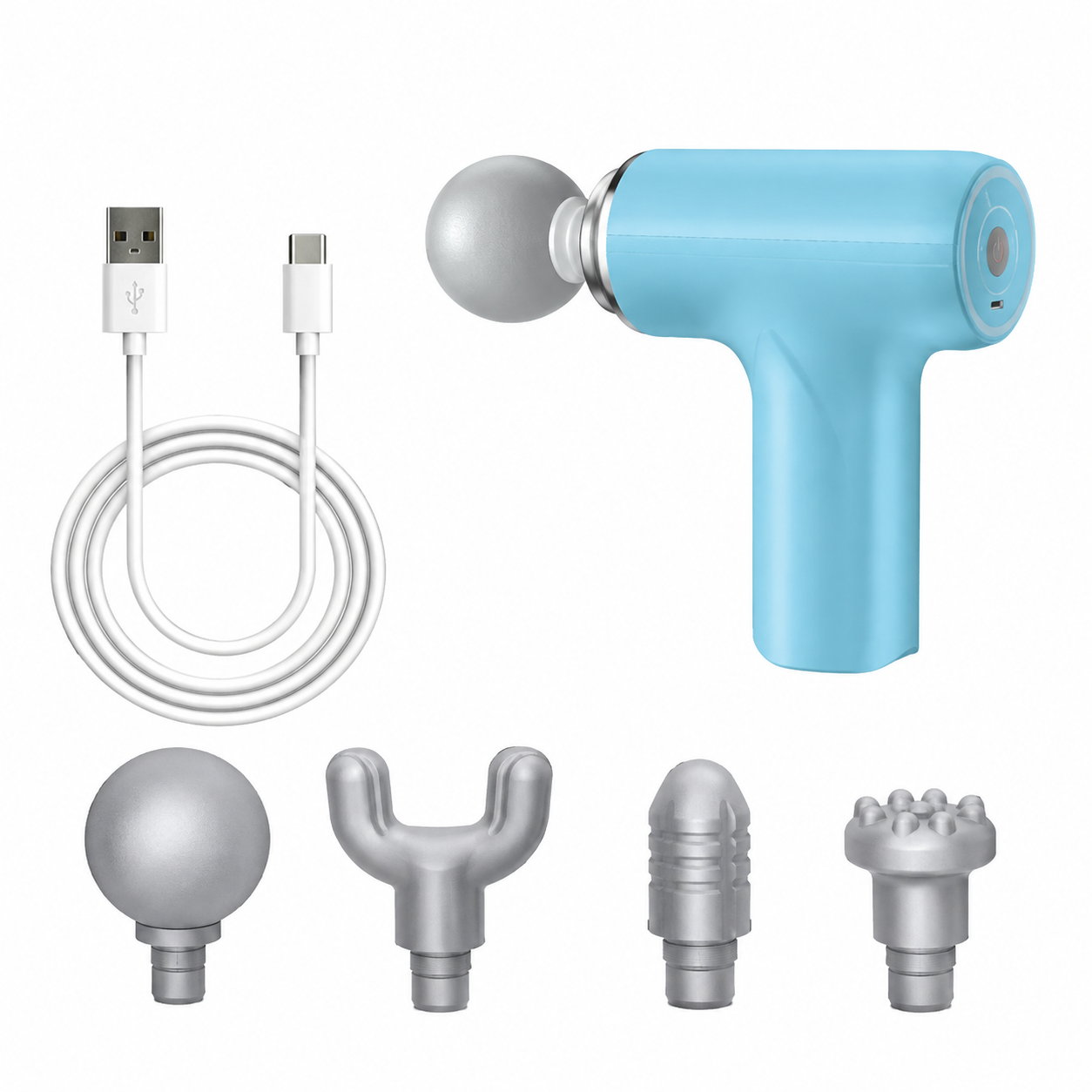 Mini Rechargeable Massage Gun – Portable Deep Tissue Muscle Massager with 4 Interchangeable Heads