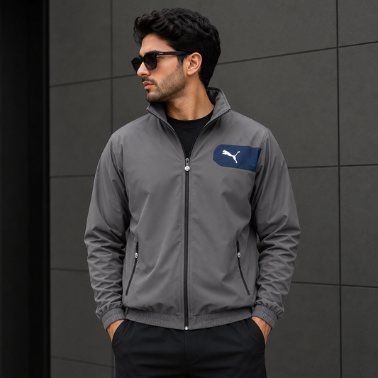 Pu_ma Men’s Grey Track Jacket – Lightweight Premium Sportswear