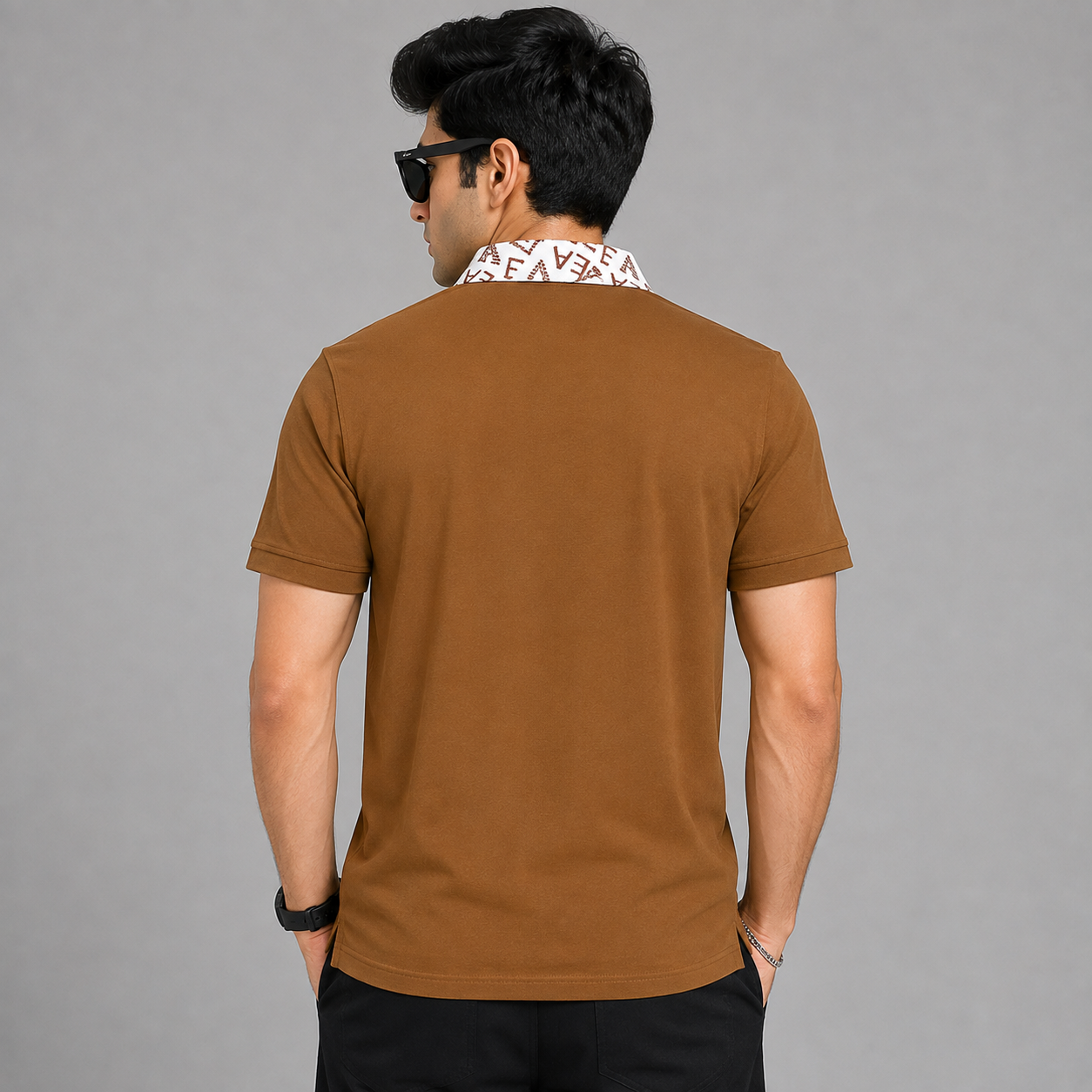 Men's Brown Premium Po_lo T-Shirt | Printed Collar Cotton Po_lo | Slim Fit Casual Po_lo Tee