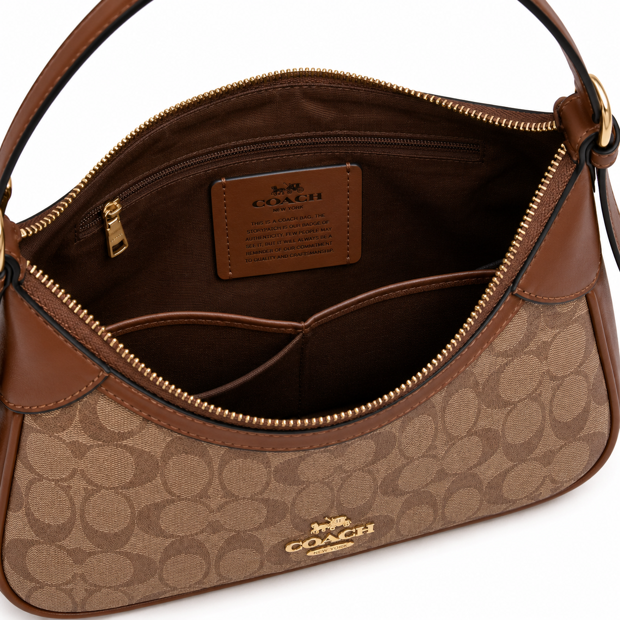 Co_ach Signature Brown Monogram Shoulder Bag – Luxury Women’s Handbag