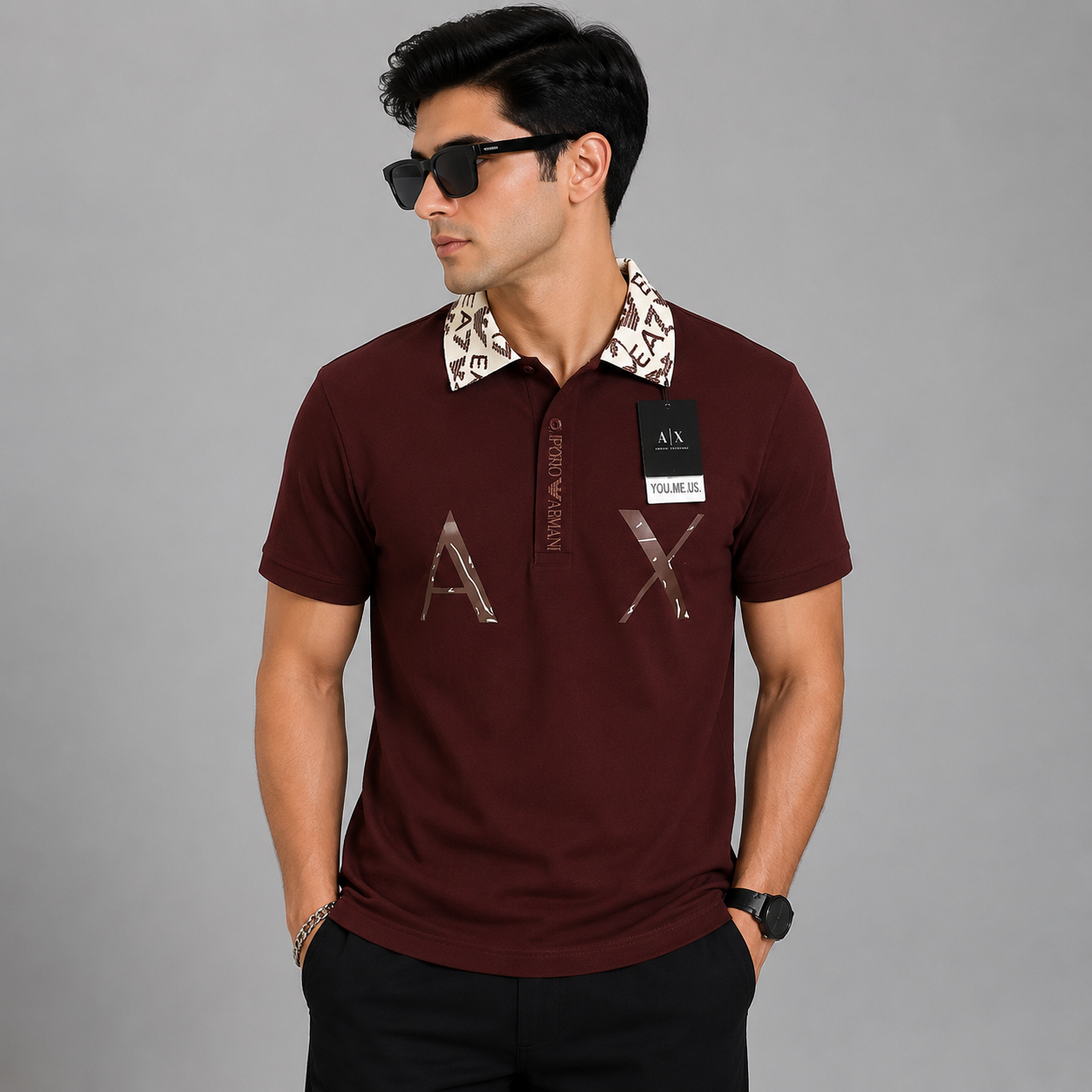 Men's Wine Premium Po_lo T-Shirt | Printed Collar Cotton Po_lo | Slim Fit Casual Po_lo Tee