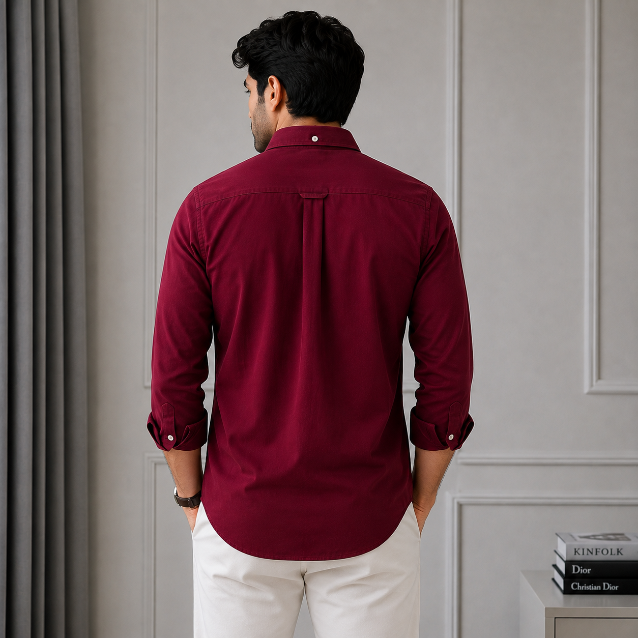Lac_oste Men’s Red Classic Fit Button-Down Shirt – Premium Casual Wear