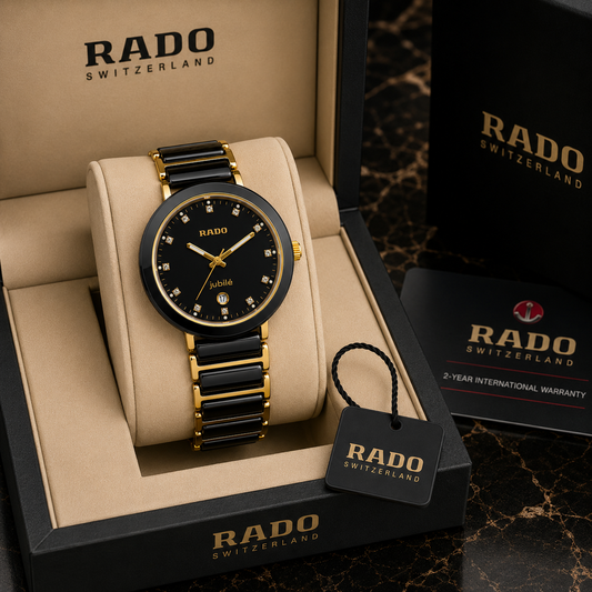 Ra_do Jubilé Black & Gold Ceramic Diamond Dial Watch