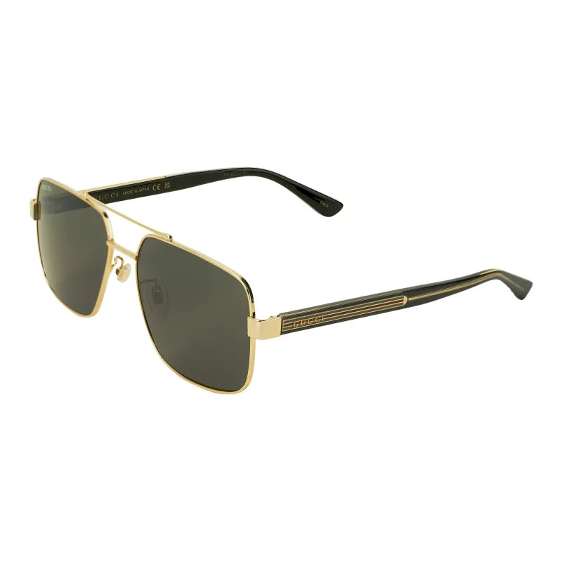 Gucci Plate and Metal Brownline Sunglasses for Men, Black and Gold