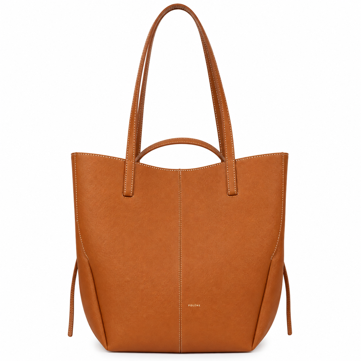 POL_ÈNE Women’s Cognac Brown Textured Tote Bag – Premium Large Shoulder Carryall