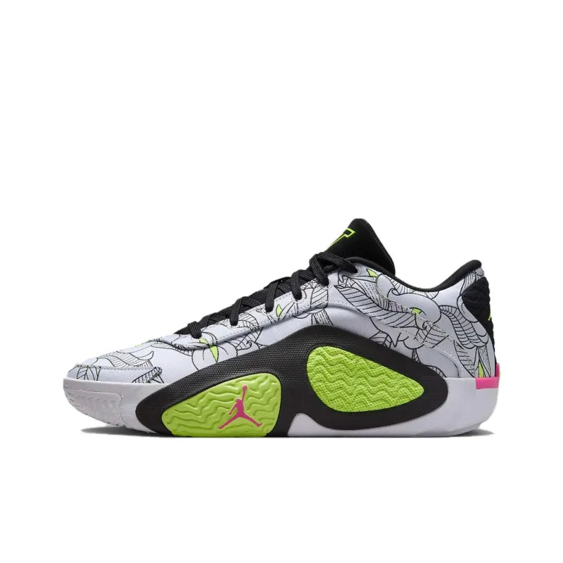Jor_dan Tatum II "Momma's Boys" Shock Absorbers Anti-Slip Low-Top Basketball Shoes Men's White Green International Version