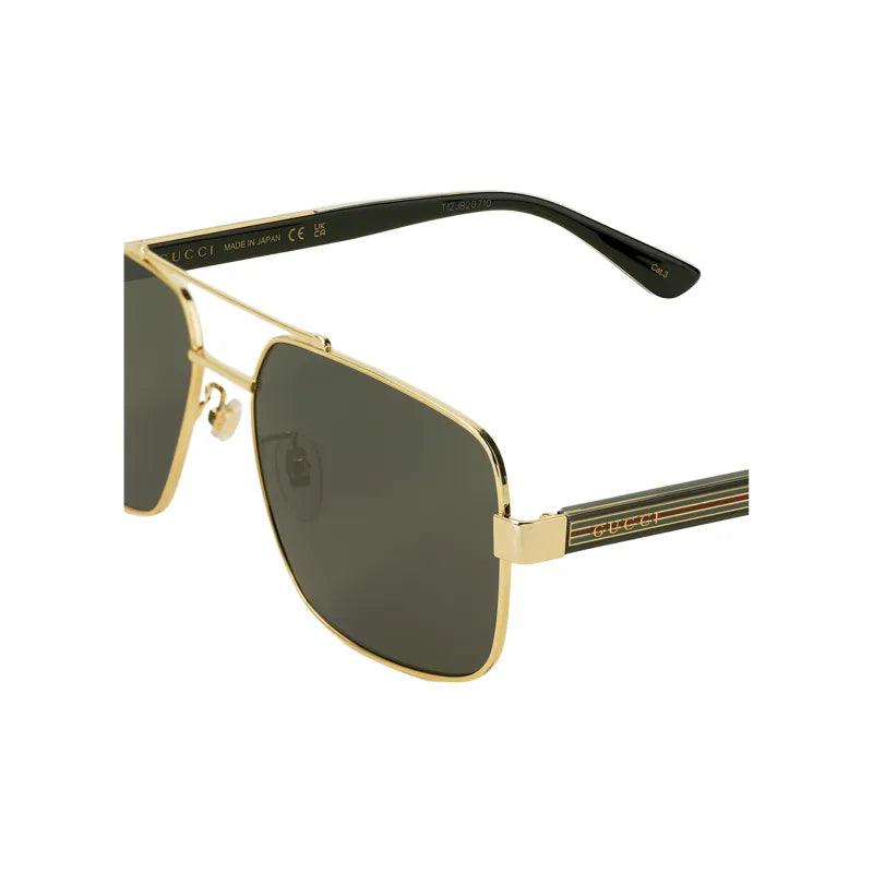 Gucci Plate and Metal Brownline Sunglasses for Men, Black and Gold