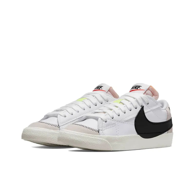 Ni_ke Blazer Low-Top Skateboarding Shoes Men's White Black