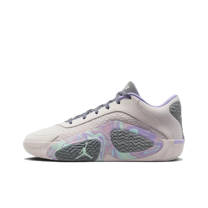 Jor_dan Tatum 2 Easter Abrasion Resistant Low-Top Basketball Shoes Men's Beige Purple Overseas Version