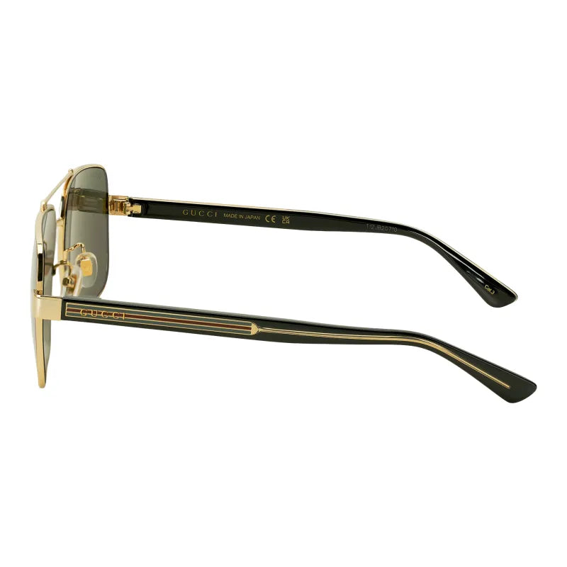 Gucci Plate and Metal Brownline Sunglasses for Men, Black and Gold