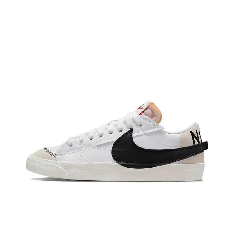 Ni_ke Blazer Low-Top Skateboarding Shoes Men's White Black