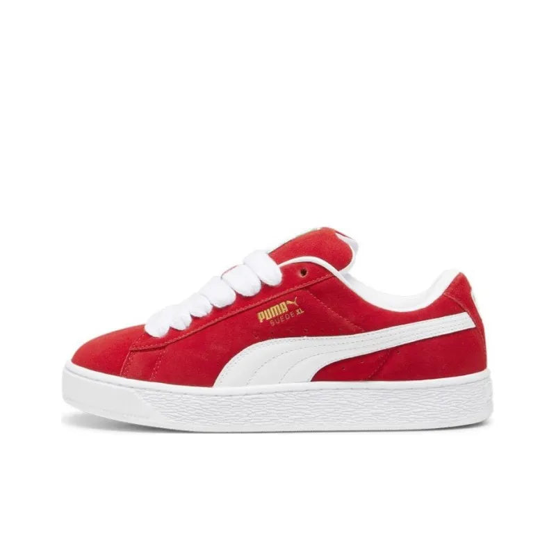 Puma Suede XL Abrasion-Resistant Low-Top Skateboarding Shoes for Men, Red and White