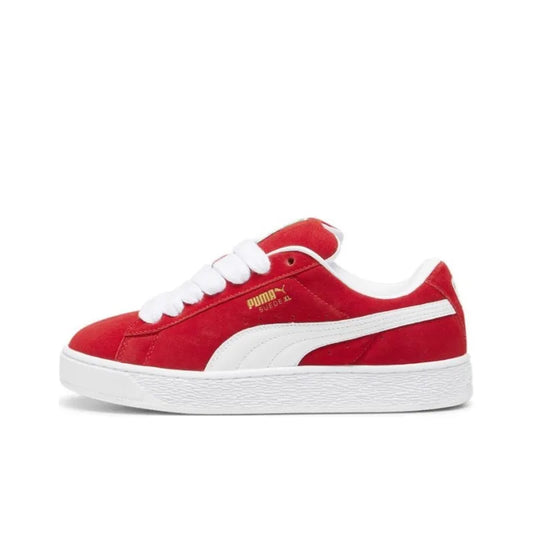 Puma Suede XL Abrasion-Resistant Low-Top Skateboarding Shoes for Men, Red and White