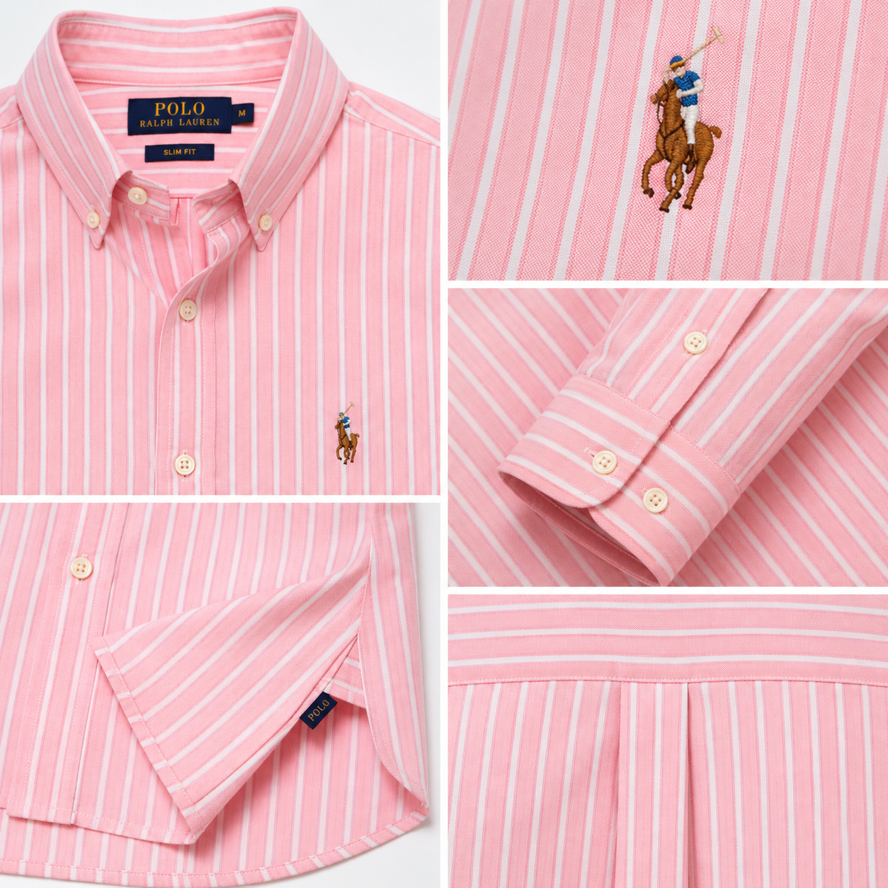 Po_lo Men's Pink Striped Premium Cotton Casual Shirt | Full Sleeves | Regular Fit