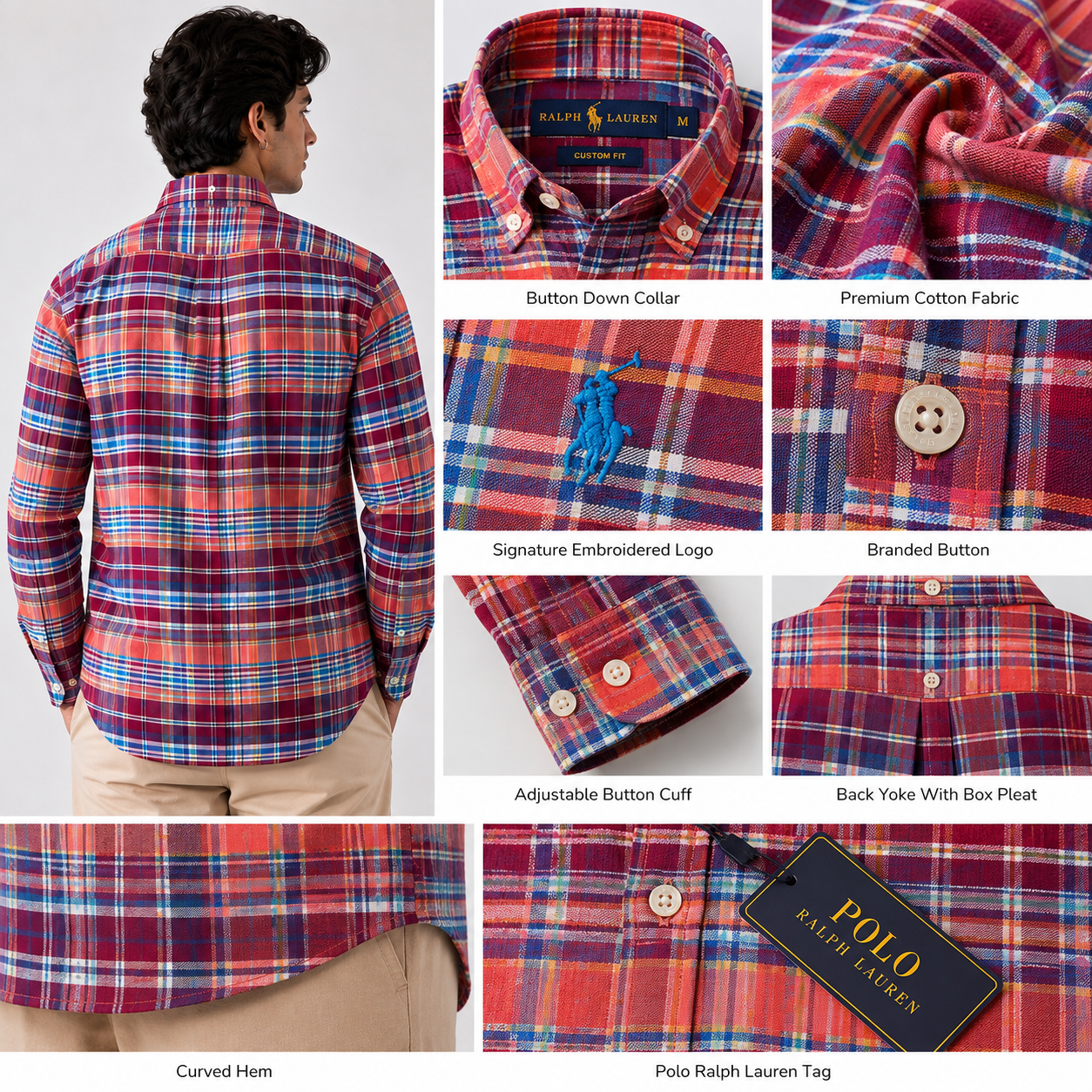 Po_lo Ralph Lauren Men's Multicolor Plaid Button-Down Shirt | Premium Cotton | Custom Fit