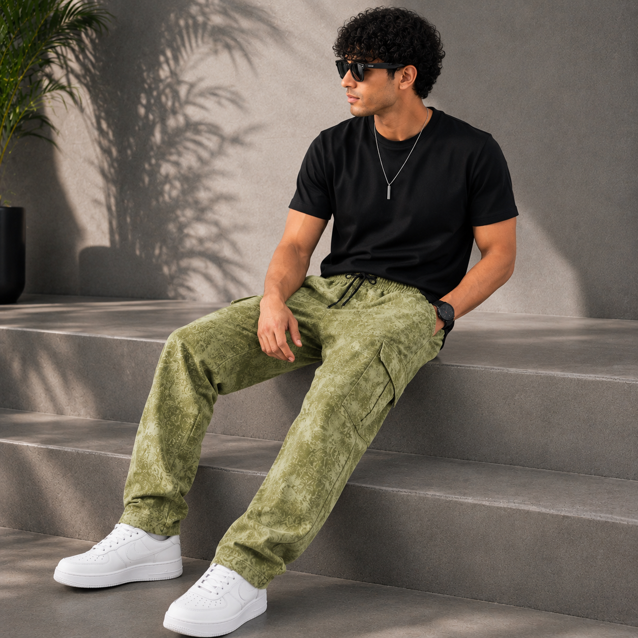 Po_lo Men's Olive Green Premium Cargo Lower | Relaxed Fit Utility Joggers with Drawstring Waist